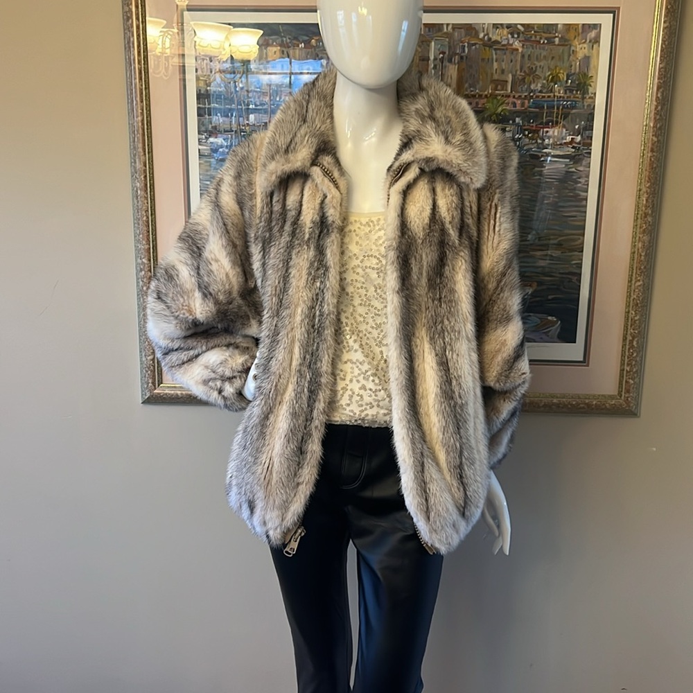 GENUINE MINK BOMBER JACKET - Picture 7 of 14